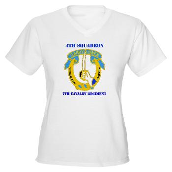 4S7CR - A01 - 04 - DUI - 4th Sqdrn - 7th Cavalry Regt with Text - Women's V-Neck T-Shirt - Click Image to Close