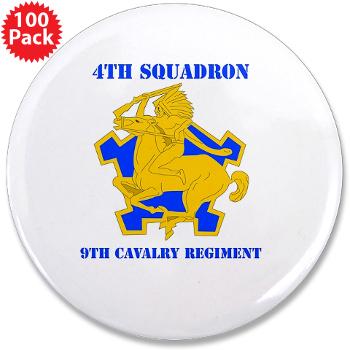 4S9CR - M01 - 01 - DUI - 4th Squadron - 9th Cavalry Regiment with Text - 3.5" Button (100 pack)