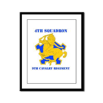 4S9CR - M01 - 02 - DUI - 4th Squadron - 9th Cavalry Regiment with Text - Framed Panel Print