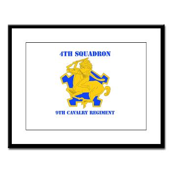 4S9CR - M01 - 02 - DUI - 4th Squadron - 9th Cavalry Regiment with Text - Large Framed Print - Click Image to Close