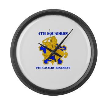 4S9CR - M01 - 03 - DUI - 4th Squadron - 9th Cavalry Regiment with Text - Large Wall Clock - Click Image to Close