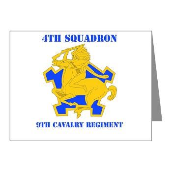 4S9CR - M01 - 02 - DUI - 4th Squadron - 9th Cavalry Regiment with Text - Note Cards (Pk of 20) - Click Image to Close
