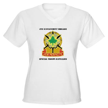 4SB4BSTB- A01 - 04 - DUI - 4th Brigade - Special Troops Bn with Text - Women's V-Neck T-Shirt