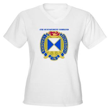 4SC - A01 - 04 - DUI - 4th Sustainment Command with Text Women's V-Neck T-Shirt