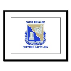 501BSB - M01 - 02 - DUI - 501st Brigade - Support Battalion with Text Large Framed Print