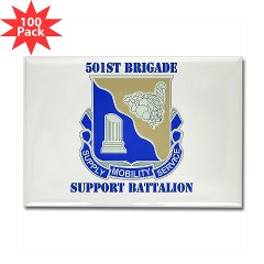 501BSB - M01 - 01 - DUI - 501st Brigade - Support Battalion with Text Rectangle Magnet (100 pack)