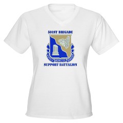 501BSB - A01 - 04 - DUI - 501st Brigade - Support Battalion with Text Women's V-Neck T-Shirt