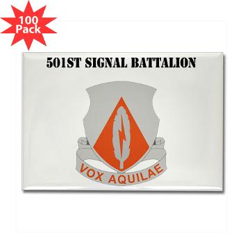 501SB - M01 - 01 - DUI - 501st Signal Battalion with Text - Rectangle Magnet (100 pack) - Click Image to Close