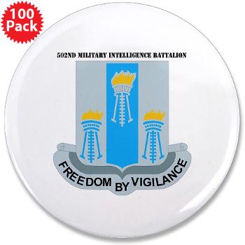 502MIB - M01 - 01 - DUI - 502nd Military Intelligence Bn with Text - 3.5" Button (10 pack)
