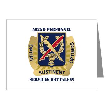 502PSB - M01 - 02 - DUI - 502nd Personnel Services Battalion with Text - Note Cards (Pk of 20)