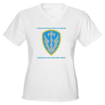 504BSBHHC - A01 - 04 - DUI - Headquarter and Headquarters Coy with Text - Women's V-Neck T-Shirt