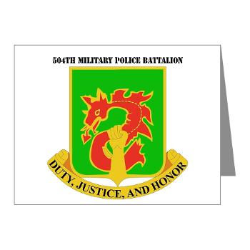 504MPB - M01 - 02 - DUI - 504th Military Police Bn with Text - Note Cards (Pk of 20) - Click Image to Close