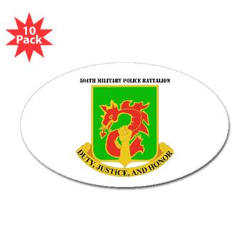 504MPB - M01 - 01 - DUI - 504th Military Police Bn with Text - Sticker (Oval 10 pk) - Click Image to Close