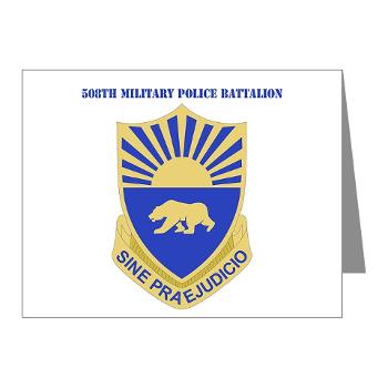 508MPB - M01 - 02 - DUI - 508th Military Police Bn with Text Note Cards (Pk of 20)