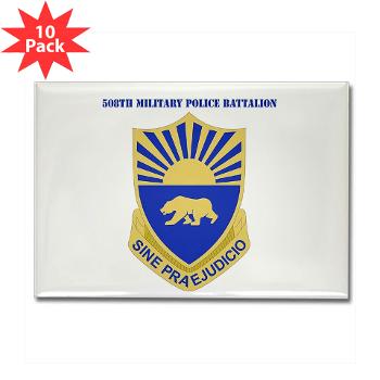 508MPB - M01 - 01 - DUI - 508th Military Police Bn with Text Rectangle Magnet (10 pack) - Click Image to Close