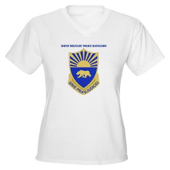 508MPB - A01 - 04 - DUI - 508th Military Police Bn with Text Women's V-Neck T-Shirt - Click Image to Close