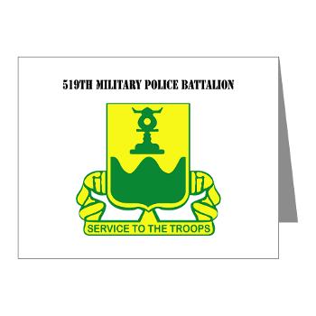 519MPB - M01 - 02 - 519th Military Police Battalion with Text - Note Cards (Pk of 20)
