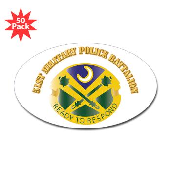51MPB - M01 - 01 - DUI - 51st Military Police Battalion with Text- Sticker (Oval 50 pk)
