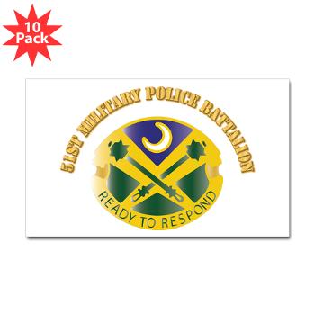 51MPB - M01 - 01 - DUI - 51st Military Police Battalion with Text- Sticker (Rectangle 10 pk) - Click Image to Close