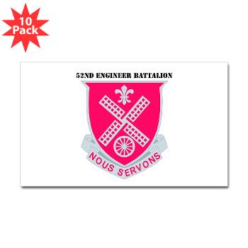 52EB - M01 - 01 - DUI - 52nd Engineer Battalion with text Sticker (Rectangle 10 pk)