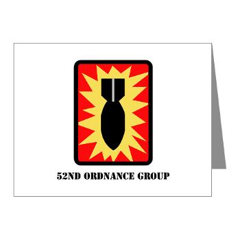 52OG - M01 - 02 - SSI - 52nd Ordnance Group with Text - Note Cards (Pk of 20)