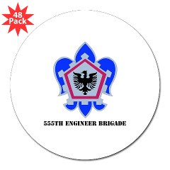 555EB - M01 - 01 - DUI - 555th Engineer Brigade with Text - 3" Lapel Sticker (48 pk) - Click Image to Close