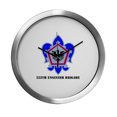 555EB - M01 - 03 - DUI - 555th Engineer Brigade with Text - Modern Wall Clock
