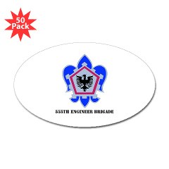 555EB - M01 - 01 - DUI - 555th Engineer Brigade with Text - Sticker (Oval 50 pk) - Click Image to Close