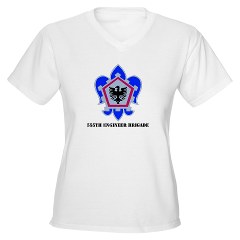 555EB - A01 - 04 - DUI - 555th Engineer Brigade with Text - Women's V-Neck T-Shirt