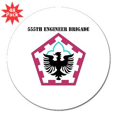 555EB - M01 - 01 - SSI - 555th Engineer Brigade with Text - 3" Lapel Sticker (48 pk) - Click Image to Close