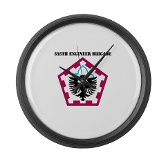 555EB - M01 - 03 - SSI - 555th Engineer Brigade with Text - Large Wall Clock