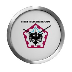 555EB - M01 - 03 - SSI - 555th Engineer Brigade with Text - Modern Wall Clock