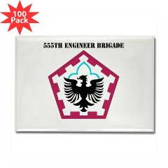 555EB - M01 - 01 - SSI - 555th Engineer Brigade with Text - Rectangle Magnet (100 pack)