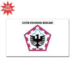 555EB - M01 - 01 - SSI - 555th Engineer Brigade with Text - Sticker (Rectangle 50 pk) - Click Image to Close