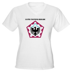 555EB - A01 - 04 - SSI - 555th Engineer Brigade with Text - Women's V-Neck T-Shirt