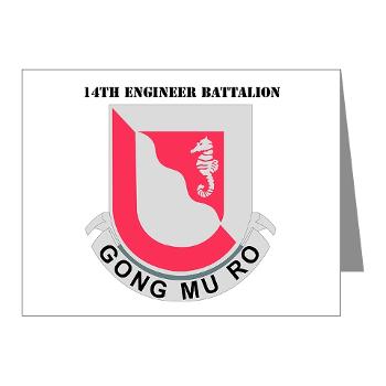 555EB14EB - M01 - 02 - DUI - 14th Engineer Bn with Text - Note Cards (Pk of 20)