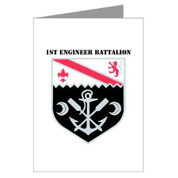 555EB1EB - M01 - 02 - DUI - 1st Engineer Bn with Text - Greeting Cards (Pk of 20)
