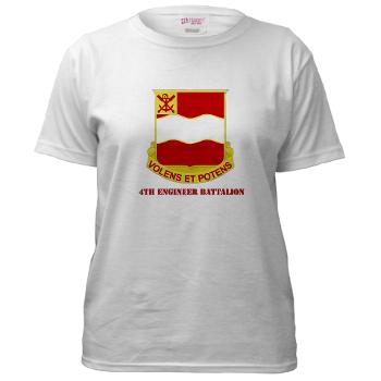 555EB4EB - A01 - 04 - DUI - 4th Engineer Bn with Tex - Women's T-Shirt - Click Image to Close