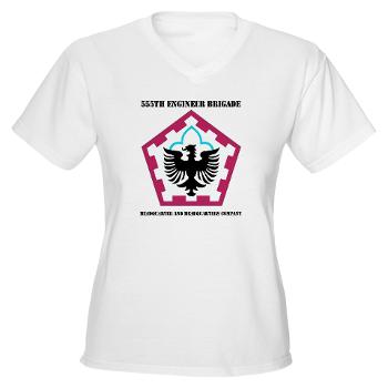 555HHC - A01 - 04 - DUI - Headquarter and Headquarters Company with Text - Women's V-Neck T-Shirt