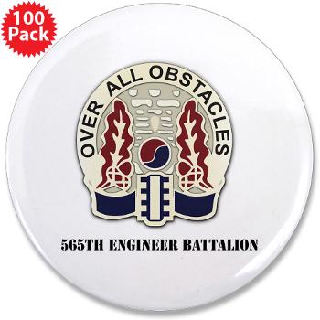 565EB - M01 - 01 - 565th Engineer Battalion with Text 3.5" Button (100 pack)