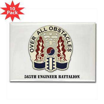 565EB - M01 - 01 - 565th Engineer Battalion with Text Rectangle Magnet (10 pack)