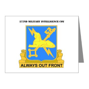 572MIC - M01 - 02 - DUI - 572nd Military Intelligence Coy with Text - Note Cards (Pk of 20) - Click Image to Close