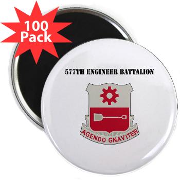 577EB - M01 - 01 - DUI - 577th Engineer Battalion with Text - 2.25" Magnet (100 pack)