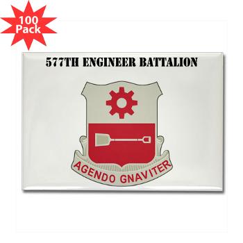 577EB - M01 - 01 - DUI - 577th Engineer Battalion with Text - Rectangle Magnet (100 pack)