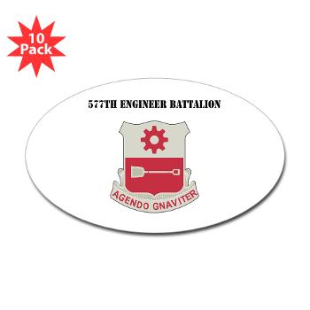577EB - M01 - 01 - DUI - 577th Engineer Battalion with Text - Sticker (Oval 10 pk)