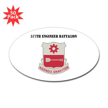 577EB - M01 - 01 - DUI - 577th Engineer Battalion with Text - Sticker (Oval 50 pk)