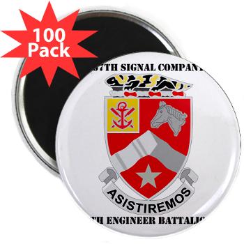 57SC9EB - M01 - 01 - DUI - 57th Signal Company, 9th Engineer Battalion with Text 2.25" Magnet (100 pack)