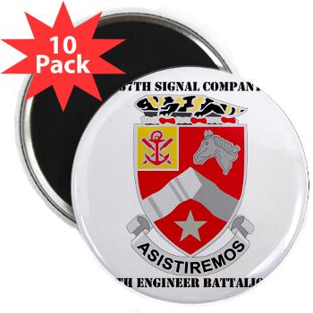 57SC9EB - M01 - 01 - DUI - 57th Signal Company, 9th Engineer Battalion with Text 2.25" Magnet (10 pack)
