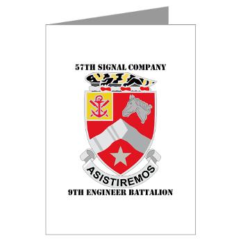 57SC9EB - M01 - 02 - DUI - 57th Signal Company, 9th Engineer Battalion with Text Greeting Cards (Pk of 10)