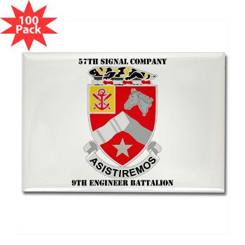 57SC9EB - M01 - 01 - DUI - 57th Signal Company, 9th Engineer Battalion with Text Rectangle Magnet (100 pack)